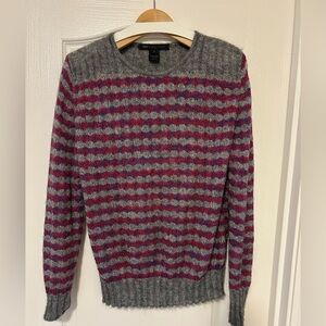 Marc By Marc Jacobs Gray and Pink Striped Crewneck Sweater, size L